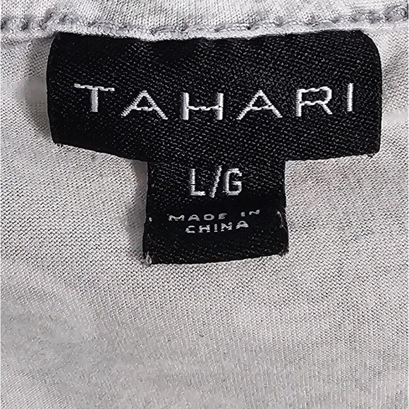 Tahari Sleep Lace Accent Cap Sleeve Top Size L Gray - Picture 4 of 5